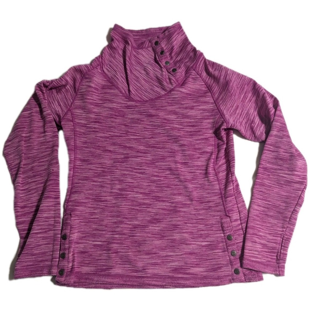 Avalanche Women's S Magenta Space Dye Snap Mock Neck Active Base Layer Pullover